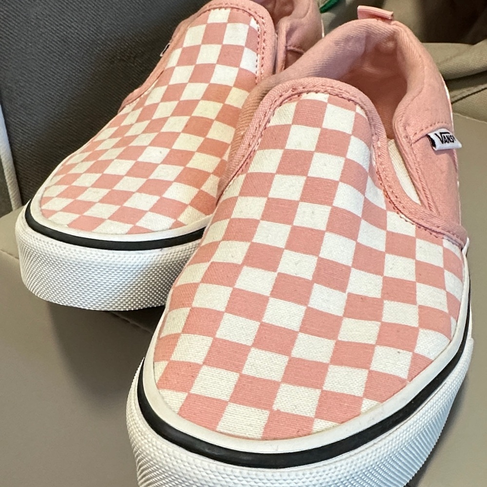 Vans Kids Pink and White Checkered Sneakers